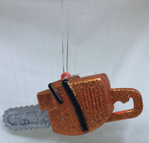 Orange Chainsaw Ornament