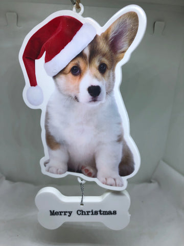 Corgi in Santa Hat Ornament